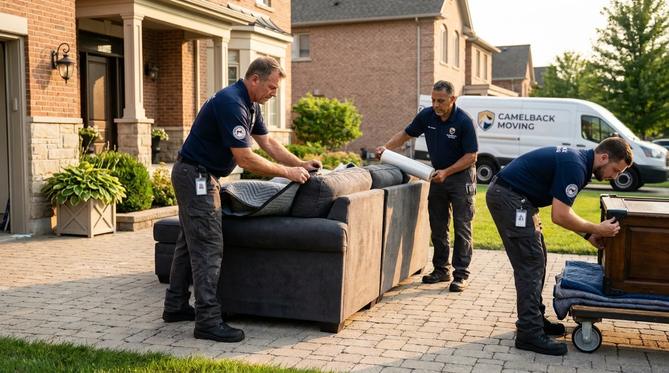Large estate moving crew wrapping furniture in Globe, AZ